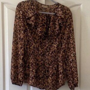 MISS TINA Brown Leopard Print Blouse. Size XL